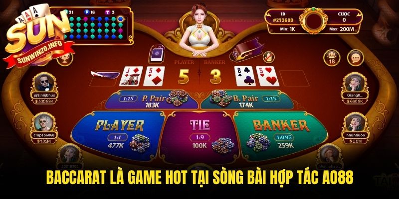 Baccarat là game hot tại sòng bài hợp tác AO88